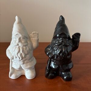 Vintage Gnome Salt & Pepper Shakers – Black & White